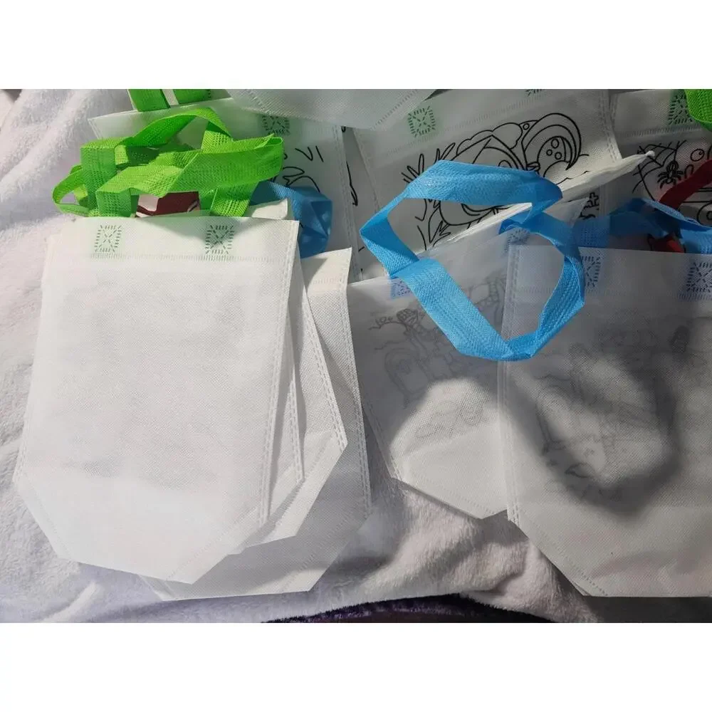 (14 pc) New Halloween Painting Tote Bags Coloring With Handle Candy Small 9.5